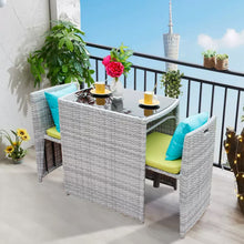 Muatkan imej ke dalam penonton Galeri, Clay Glass Top Rattan Compact Balcony Outdoor Furniture