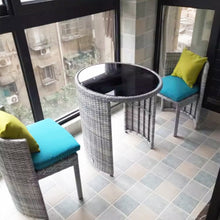 Muatkan imej ke dalam penonton Galeri, Leon Round Glass Top Rattan Compact Balcony Outdoor Furniture
