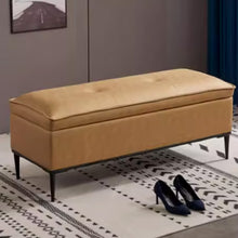 Muatkan imej ke dalam penonton Galeri, Stone Wash Free PU Leather Storage Bench