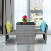 Muatkan imej ke dalam penonton Galeri, Clay Glass Top Rattan Compact Balcony Outdoor Furniture