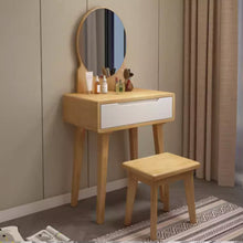 Muatkan imej ke dalam penonton Galeri, Eileen Natural Wood Dressing Table Set 0.6m to 0.8m