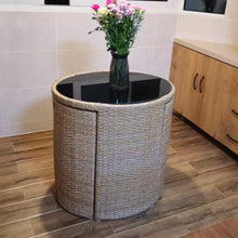 Muatkan imej ke dalam penonton Galeri, Leon Round Glass Top Rattan Compact Balcony Outdoor Furniture