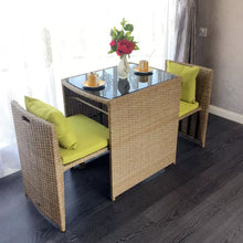 Muatkan imej ke dalam penonton Galeri, Clay Glass Top Rattan Compact Balcony Outdoor Furniture