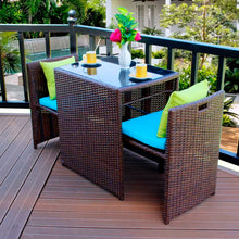 Muatkan imej ke dalam penonton Galeri, Clay Glass Top Rattan Compact Balcony Outdoor Furniture