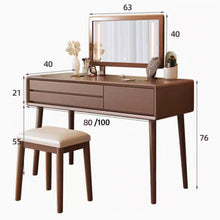 Muatkan imej ke dalam penonton Galeri, Oliwia Solid Wood Japanese Modern Dressing Table Set 0.8m to 1m