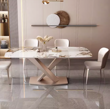 将图片加载到图库查看器，Preston Cross Legged Sintered Stone Ding Table Set
