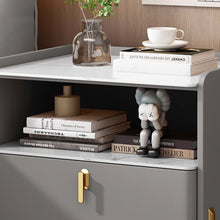 Load image into Gallery viewer, Obrien Slate Top Luxury Gold Bedside Table
