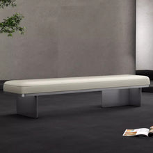 Muatkan imej ke dalam penonton Galeri, Pedro Leather Designer Bench Stainless Steel Leg
