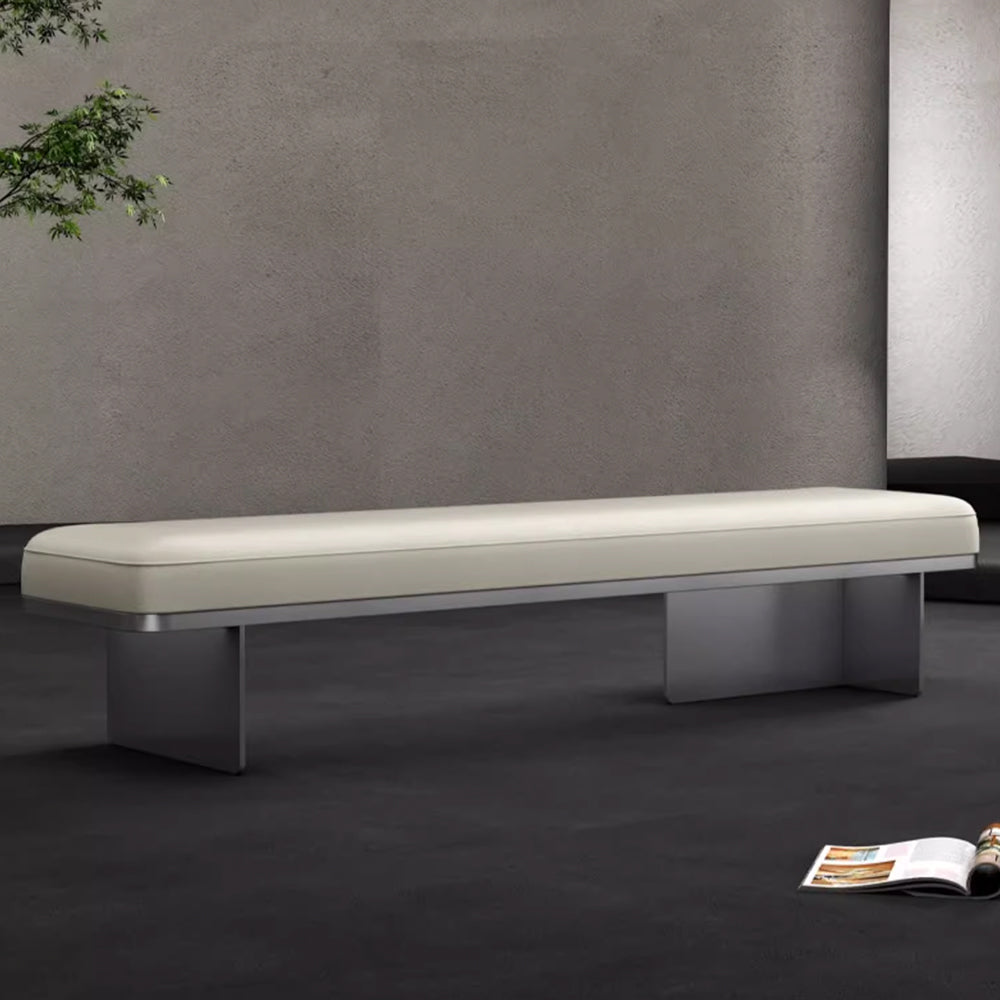 Pedro Leather Designer Bench Stainless Steel Leg