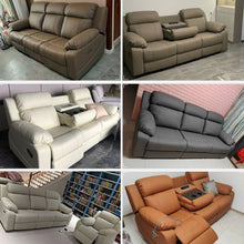 Muatkan imej ke dalam penonton Galeri, Robles Elerctric Manual Recliner With Cup Holder Function Leather Sofa
