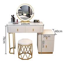 将图片加载到图库查看器，Samara Glossy Marble Table Top With Gold Finish Dressing Table 0.8m to 1.2m
