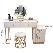 Muatkan imej ke dalam penonton Galeri, Samara Glossy Marble Table Top With Gold Finish Dressing Table 0.8m to 1.2m
