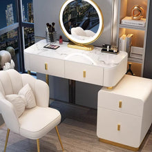 Muatkan imej ke dalam penonton Galeri, Samara Glossy Marble Table Top With Gold Finish Dressing Table 0.8m to 1.2m
