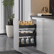 Muatkan imej ke dalam penonton Galeri, MIRAI Three Layers Bottom Mounted Pull Out Basket With Soft Close - Dark Grey
