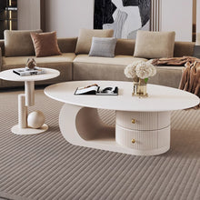 Muatkan imej ke dalam penonton Galeri, Leblanc Oval Designer Storage Coffee Table
