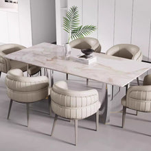 Load image into Gallery viewer, Albie Designer Cotton Mid Back PU Dining Chair
