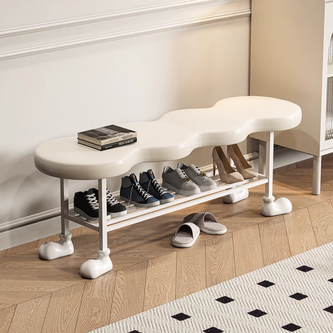 Natalie Creative Cream Black Shoe Bench