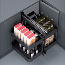 Muatkan imej ke dalam penonton Galeri, MIRAI Magic Corner Basket With Soft Closing Slide - Dark Grey

