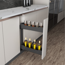 Muatkan imej ke dalam penonton Galeri, MIRAI Two Layers Bottom Mounted Pull Out Basket With Soft Close - Dark Grey
