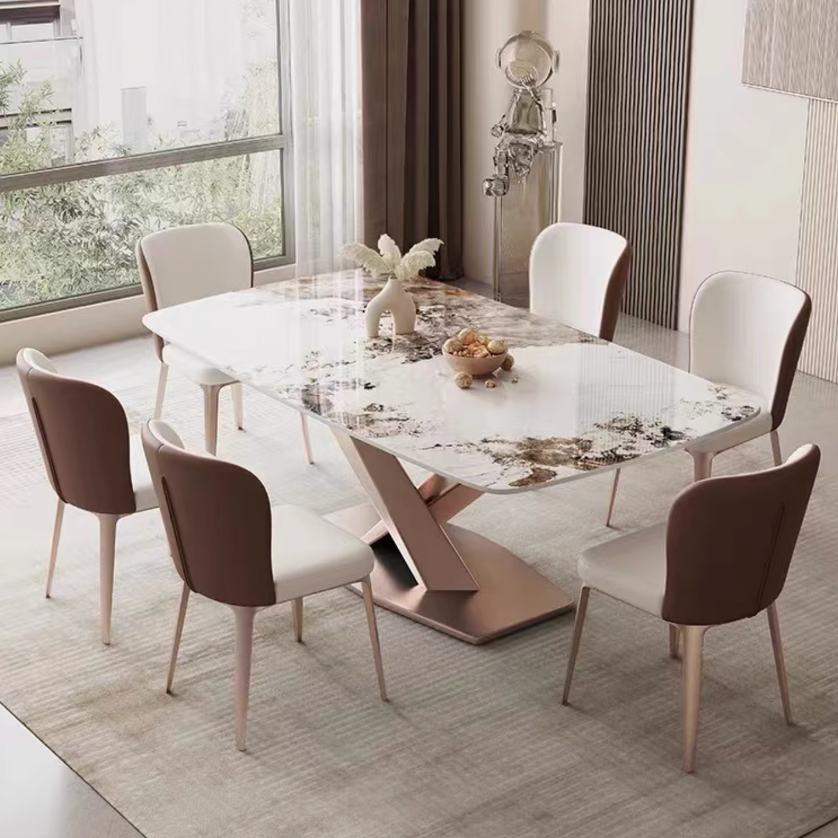Preston Cross Legged Sintered Stone Ding Table Set – Mirai Town Shop