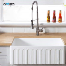 将图片加载到图库查看器，CAVARRO Fireclay Round &amp; Line Kitchen Sink [White] FG331810ND/FG3318T/FG361810/CF302010C/CF331910
