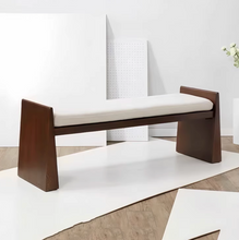 Muatkan imej ke dalam penonton Galeri, Sanford Solid Wood Leather Designer Bench
