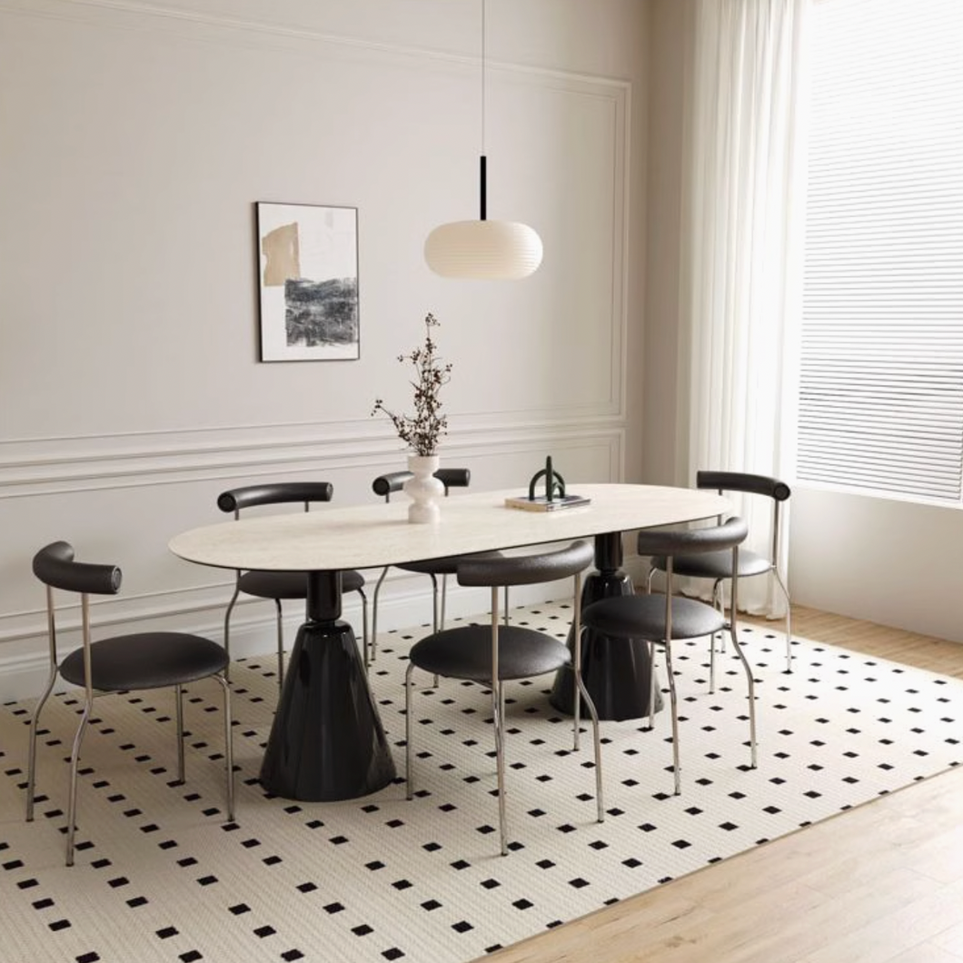 Yates Retro Style Rounded Rectangle Dining Table