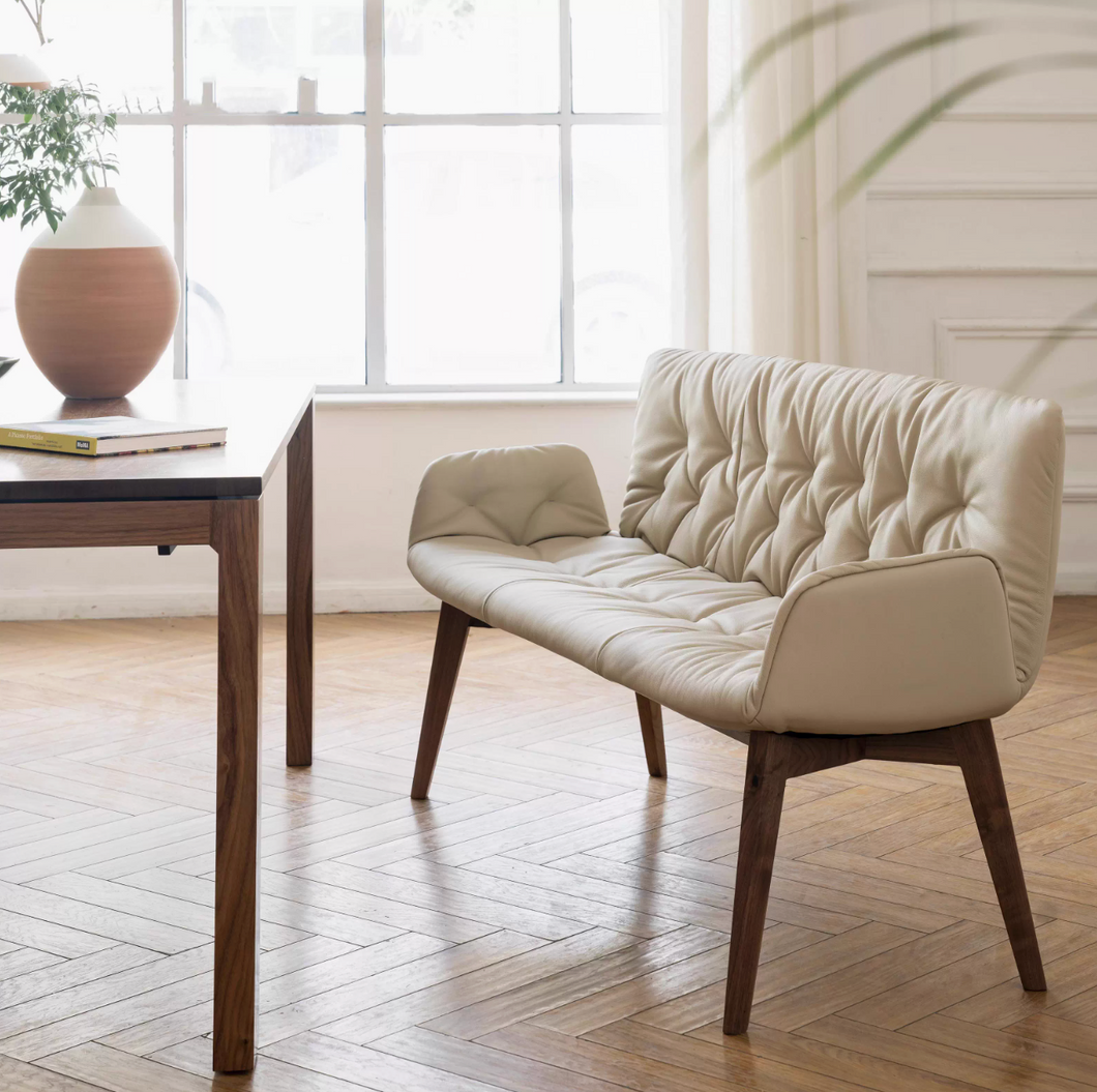 Hurst Cowhide Leather With Back Rest Dining Bench