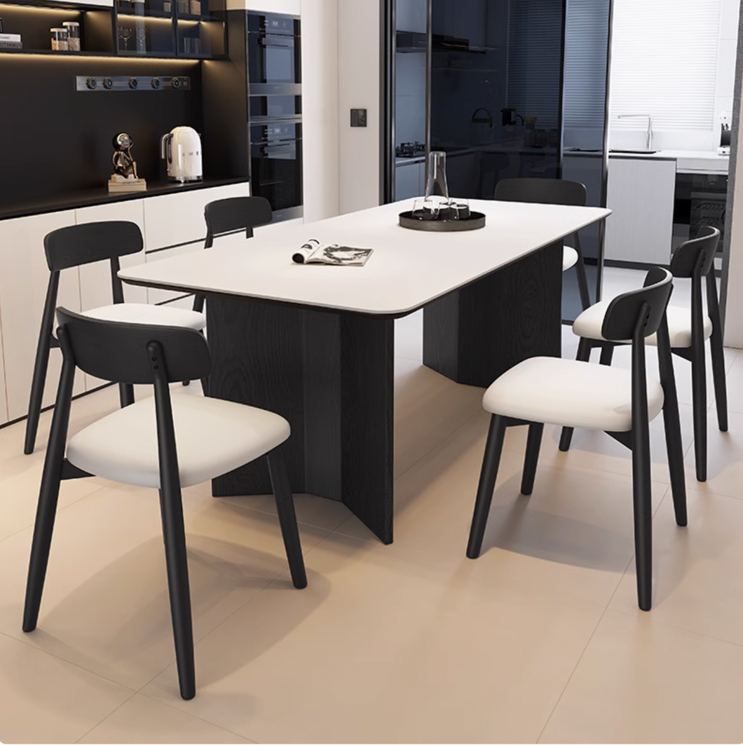 Blevins White Black Sintered Stone Dining Table Set