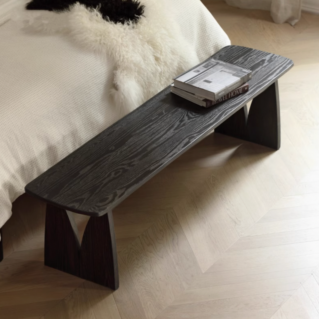 Zaid Luxury Wood Fabric Long Bench