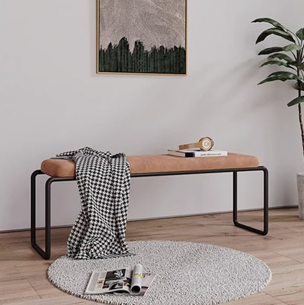 Lindsay Iron Leg Fabric Cushion Shoe Bench