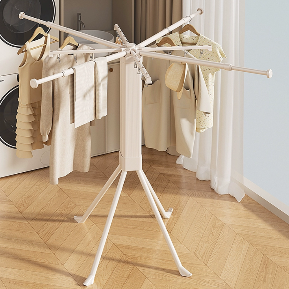 Foldable Drying Rack Floor-Standing for Balcony Indoor Use – Compact, Retractable, Multifunctional Octopus-Style Clothes and Quilt Hanger