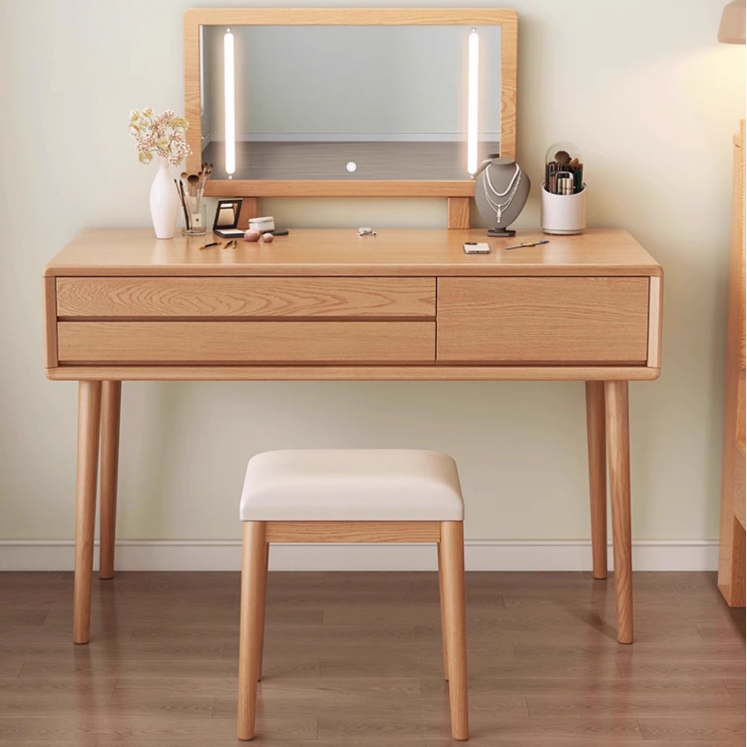 modern dressing table malaysia Oliwia Solid Wood Japanese Modern Dressing Table Set 0.8m to 1m