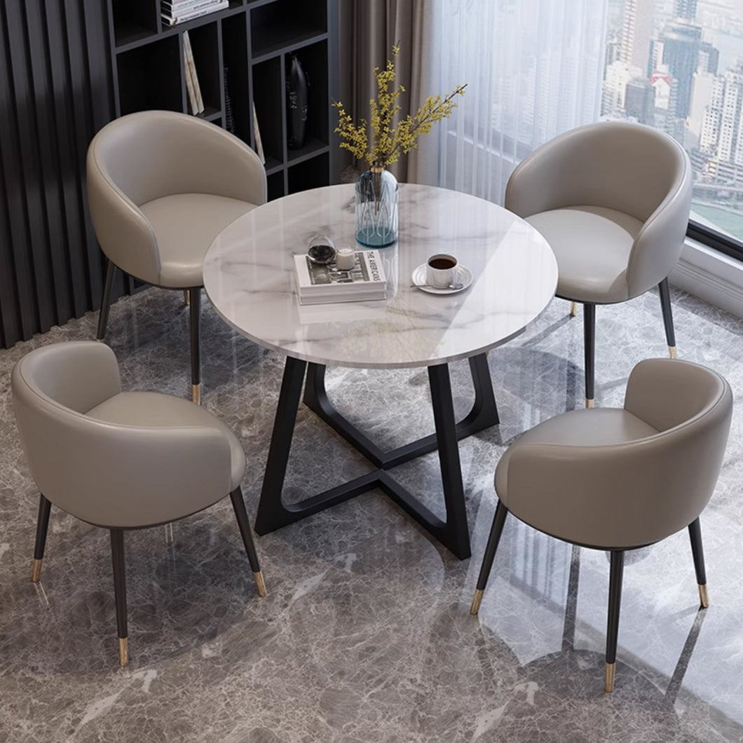Mahoney Marble Design Round Discussion Table Set