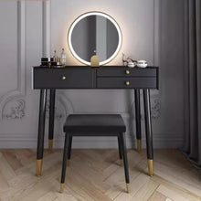 Muatkan imej ke dalam penonton Galeri, Carla Minimalist Glass Top Dressing Table Set 0.6m to 1.2m
