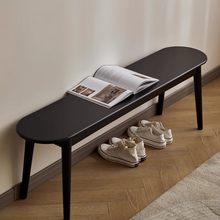 将图片加载到图库查看器，Evelyn Black Solid Wood Rounded Edge Long Bench
