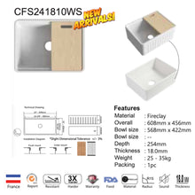 将图片加载到图库查看器，CAVARRO Fireclay CF6046 CF6040 CFS241810WS CFS271810WS
