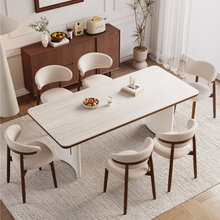 Muatkan imej ke dalam penonton Galeri, Taya Traditional Style Solid Wood with Sintered Stone Slab Dining Table
