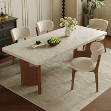 Load image into Gallery viewer, Alvarado Overhanging Sintered Stone Top With Wood Design Base Dining Table
