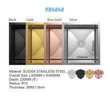 Muatkan imej ke dalam penonton Galeri, VULCANO SUS304 Stainless Steel Nano Sink Handmade Kitchen Sink
