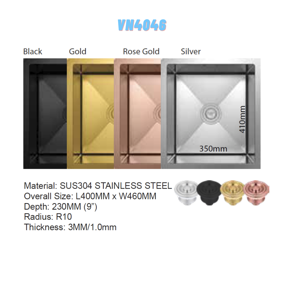 VULCANO SUS304 Stainless Steel Nano Sink Handmade Kitchen Sink