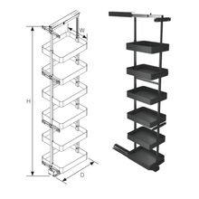 Muatkan imej ke dalam penonton Galeri, MIRAI Tall Unit Pull Out Basket With Soft Closing Slide - Dark Grey
