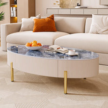 将图片加载到图库查看器，Daugherty Cream Modern Oval Coffee Table
