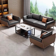 Muatkan imej ke dalam penonton Galeri, Cain Leather Sofa Coffee Table Office Lounge Furniture
