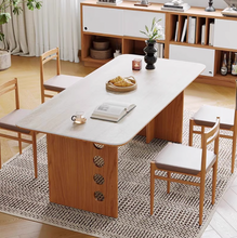 Muatkan imej ke dalam penonton Galeri, Taya Traditional Style Solid Wood with Sintered Stone Slab Dining Table
