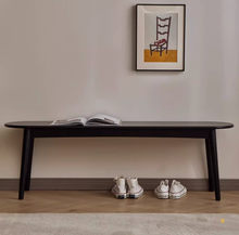 将图片加载到图库查看器，Evelyn Black Solid Wood Rounded Edge Long Bench
