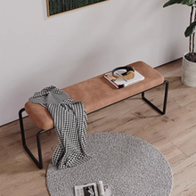 Muatkan imej ke dalam penonton Galeri, Lindsay Iron Leg Fabric Cushion Shoe Bench
