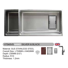 Muatkan imej ke dalam penonton Galeri, VULCANO SUS304 Stainless Steel Nano Sink Handmade Kitchen Sink [V7545VS]
