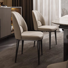 将图片加载到图库查看器，Newman Leather Gold Grey Leg Dining Chair
