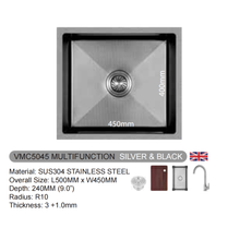 Muatkan imej ke dalam penonton Galeri, VULCANO SUS304 Stainless Steel Multifunction Sink [VMC5045/VMC6045/VMC6845/VMC7545]

